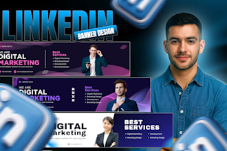 professional linkedin banner, cover and header