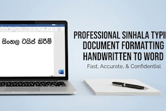 do professional sinhala typing and handwritten notes to ms word