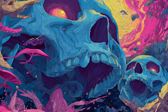 create psychedelic style album cover artwork