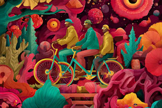create a pop art illustration with psychedelic touch