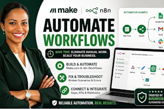 make com automation, build n8n workflows and fix make com scenarios