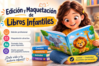 realizaré la edición de libros ilustrados y la maquetación de libros infantiles