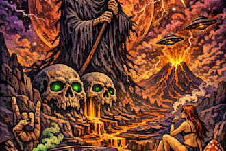draw amazing dark art, stoner art, doom, psychedelic