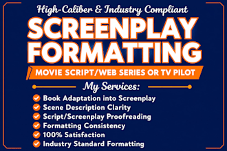 write or edit screenplay, movie script, script tv series in final draft