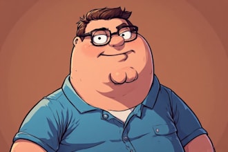 paint you as a awesome family guy cartoon character illustration