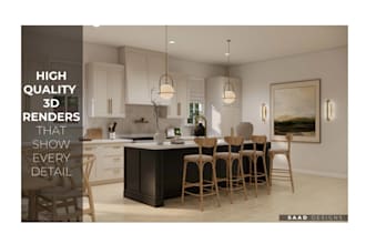 design kitchen interior in 3d and render