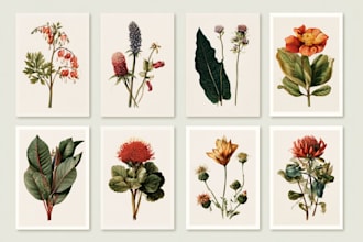 draw botanical illustration of flower logo illustration