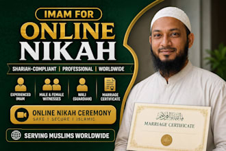 perfume nikah as imam, provide witnesses, wali and marriage certificate