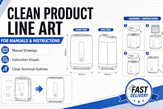create clean product line art for manuals and instructions
