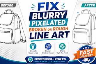 fix blurry pixelated broken or rough line art