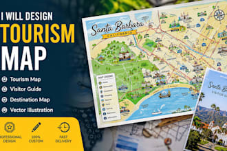 design tourism map, visitor guide, destination map, vector illustration map