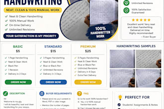 do neat and beautiful handwritten notes and documents
