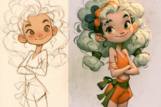 draw a anime sketch with color