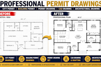 city permit blueprints architect for floor plan, adu, garage, deck, patio, shed