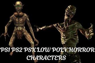 create low poly creepy ps1 ps2 psx n64 horror character monsters with rig