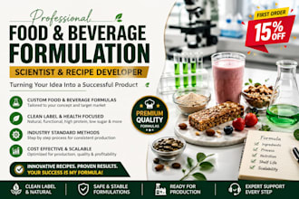 formulate food and beverage recipe for commercial production