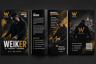 create a dj press kit, band one sheet and music promotion kit for influencers