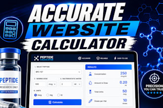build research peptide website fda compliant website with peptide calculator