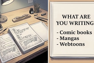 write a professional comic book script, manga, or webtoon