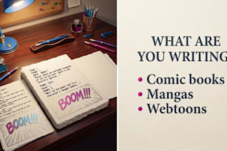 write a professional comic book script, manga, or webtoon