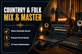 mix master your country song and ai song for radio ready publishing n streaming