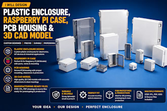 design plastic enclosure, raspberry pi case, pcb housing and 3d cad modelling