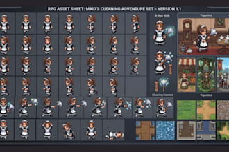 rpg maker mz, mv vx ace rpg sprite sheet npc, fantasy sprite 2d game character