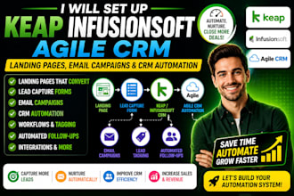 set up keap infusionsoft agile crm landing page email campaign automation