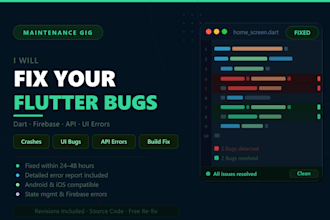 fix bugs and errors in your flutter android and ios app