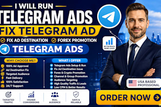 fix and run telegram ads, forex, crypto and telegram promotion