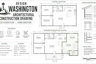 design washington architectural construction drawing 2d floor plan home addition