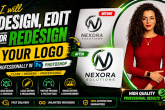 design edit or redesign your logo professionally in photoshop