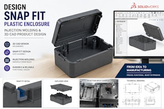 design snap fit plastic enclosure, injection molding and 3d cad product design