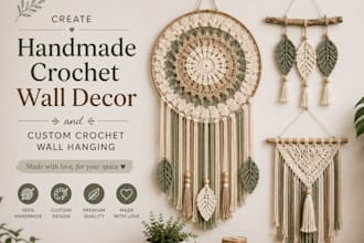 create handmade crochet wall decor and custom crochet wall hanging
