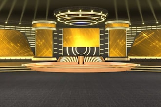 modern 3d event stage,concert stage,studio,lighting design, virtual events,hall