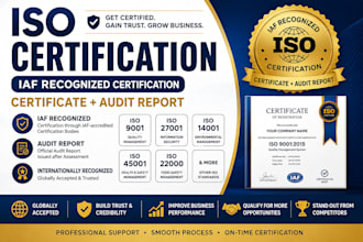 provide iso certification, documentation iso 9001, 27001 etc