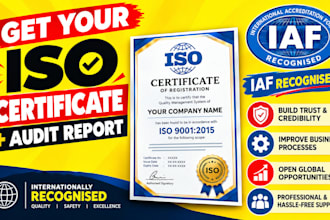 provide iso certification, documentation iso 9001, 27001 etc