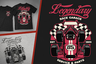 create vintage racing and motorsport t shirt designs