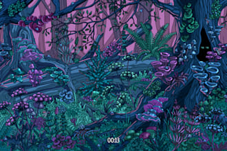 illustrate detailed hidden object game scene
