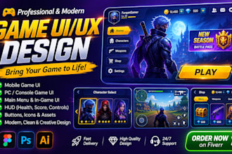design attractive game ui ux for mobile games 2d 3d UI UX