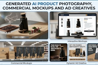generated ai product photography commercial mockups and ad creatives