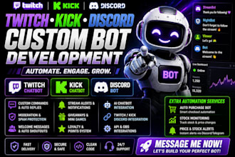 do twitch or kick chatbot livestreaming bot discord bot, auto purchase bot