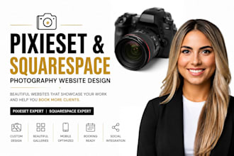 design an attractive pixieset website, photography website, squarespace website