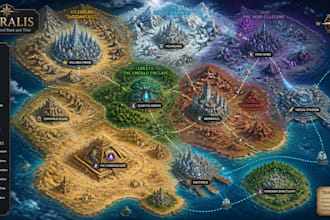 draw a custom map for fantasy, scifi, book or boardgame