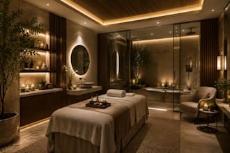 design 3d yoga studio, pilates studio, gym interior, spa, realistic rendering