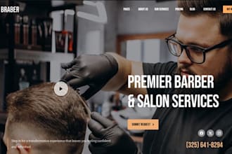 design wix barber website barbershop haircut grooming hair studio website