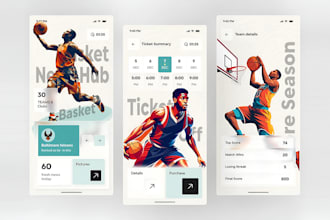 sports website mobile app ui ux design with custom illustrations