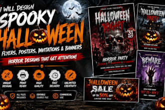 design spooky halloween flyers posters invitations banners horror party