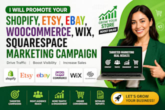promote your shopify etsy ebay woocommerce wix squarespace marketing campaign