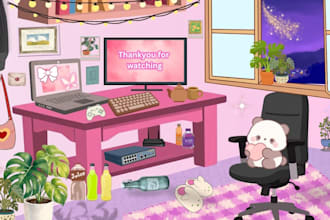 design cute pink aesthetic twitch overlays and panels